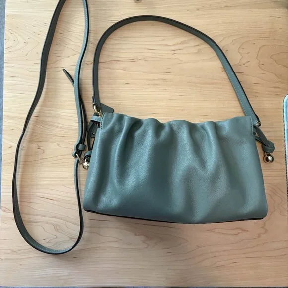 NWOT COACH Faye Shoulder Bag With Ruching Teal/Dark Green Smooth Leather - Picture 2 of 6